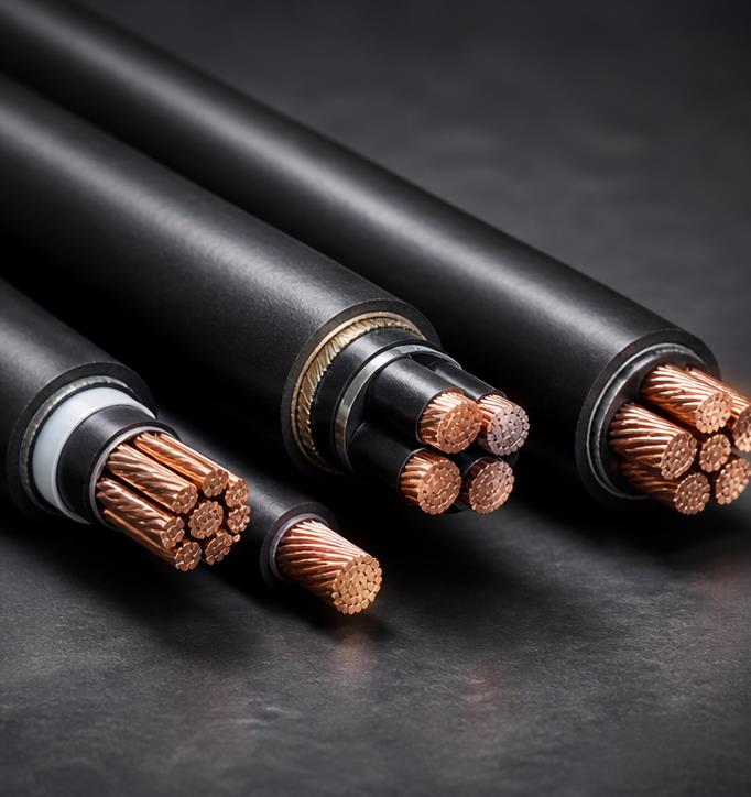 Industrial electrical cables with copper cores